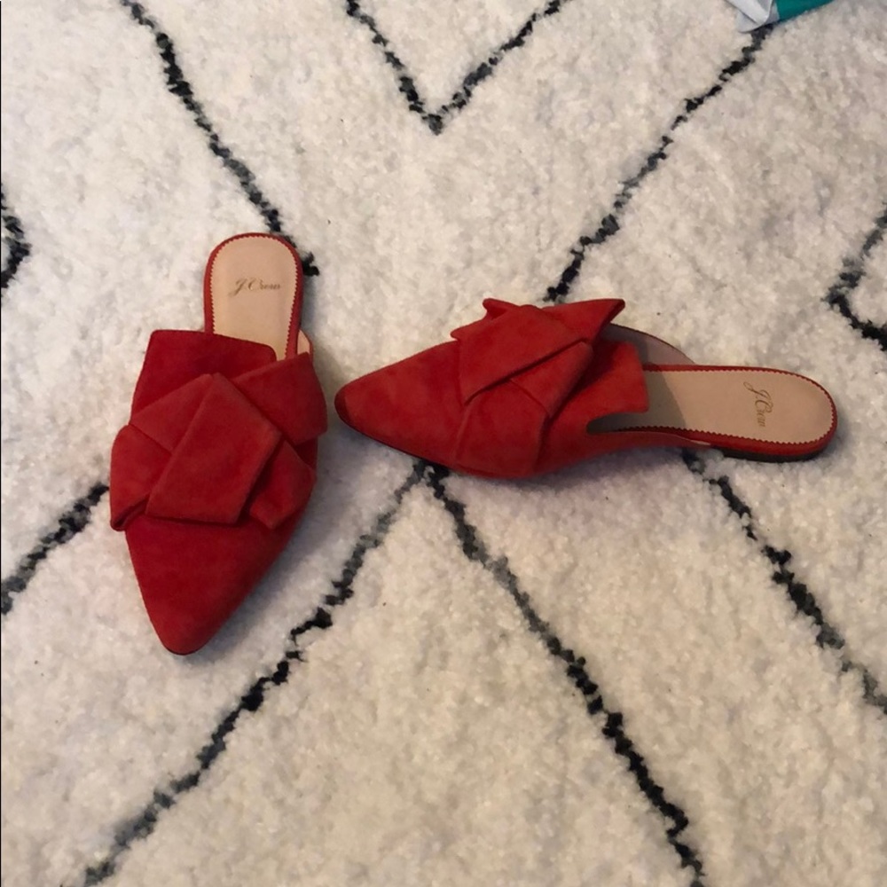 JCrew pointed toe suede slides